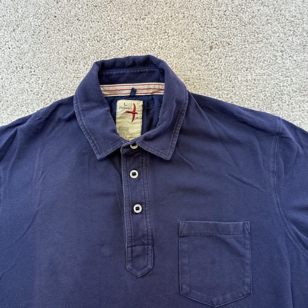 Relwen Polo Shirt Mens Large Blue Casual Preppy Golf Golfer Office Huckberry